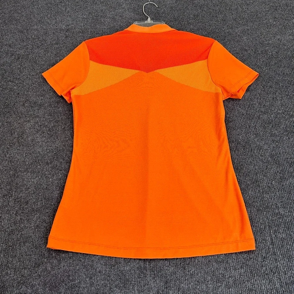 NIKE Golf Dri-Fit Women's Shirt Medium Short Sleeve V-Neck Orange Sporty Stretch - Picture 5 of 8